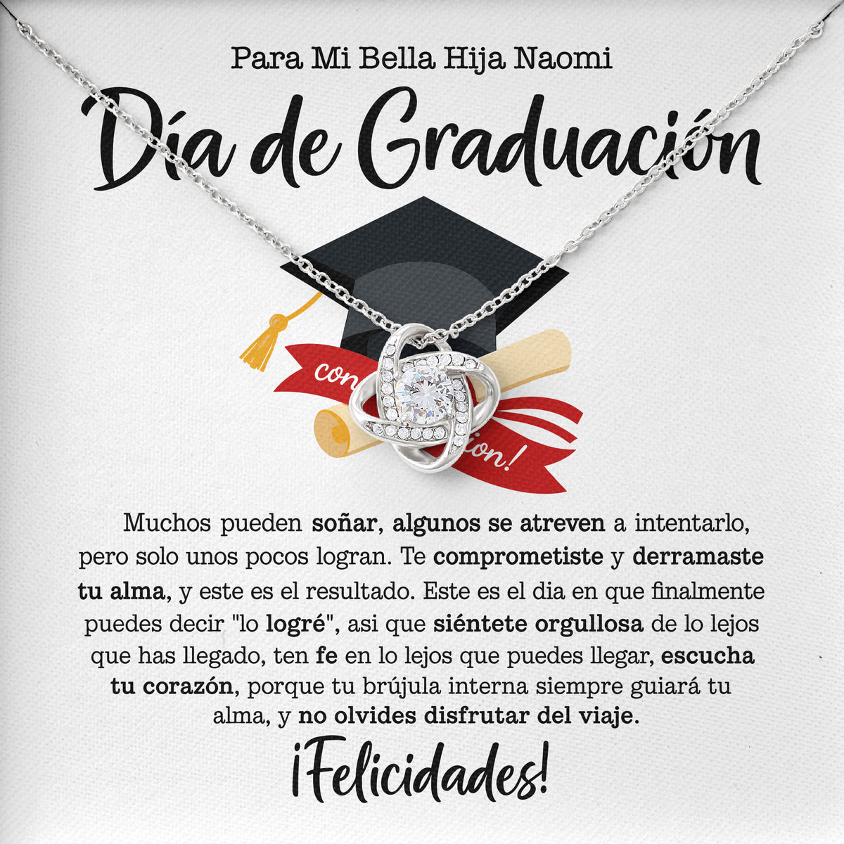 Para Mi Bella Hịja Naomi Dia De Graduacion Necklace