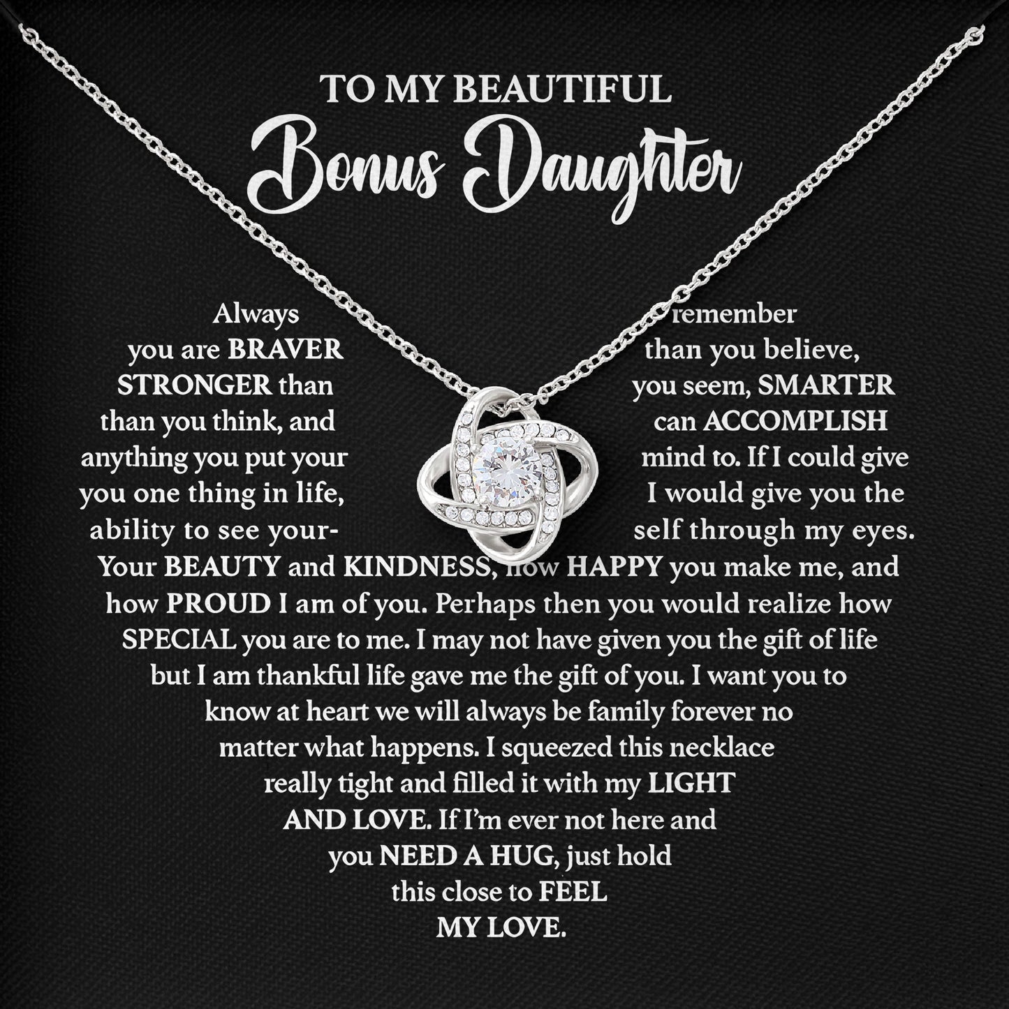 To My Beautiful Bonus Daughter Birthday Jewelry Gift