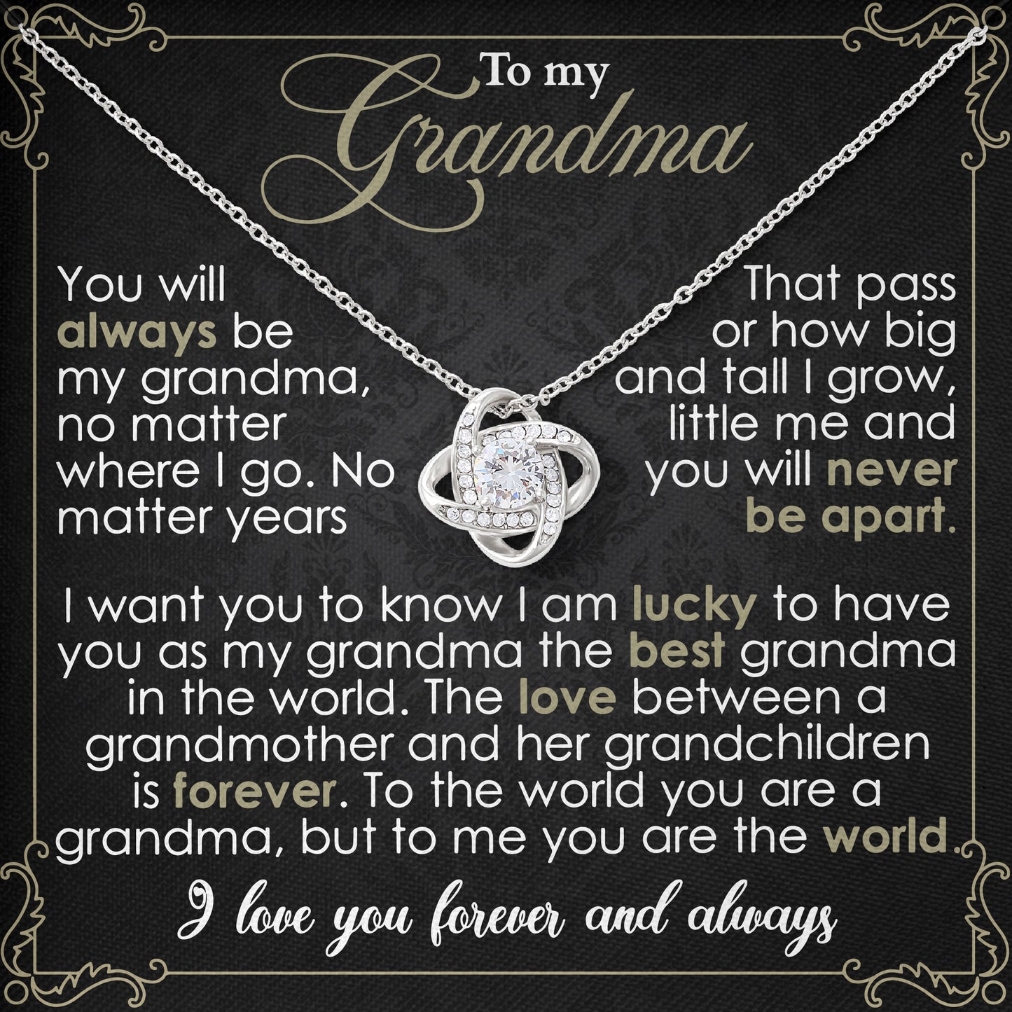 To My Grandma Necklace Gift with Love and Message Card