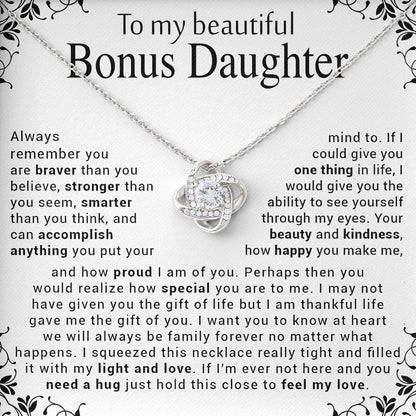 To My Beautiful Bonus Daughter Inspirational Necklace