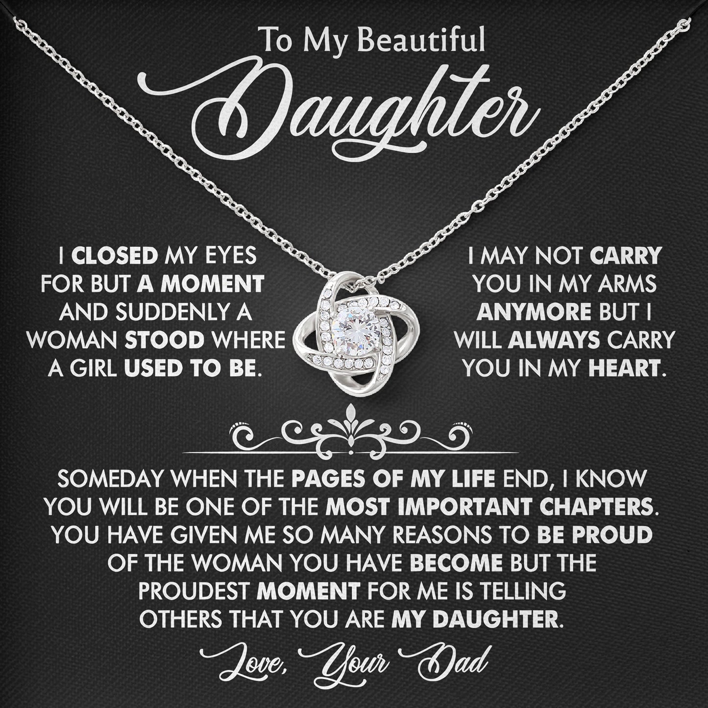 To My Beautiful Daughter Jewelry Gift with Box From Dad