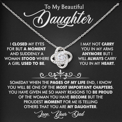 To My Beautiful Daughter Jewelry Gift with Box From Dad