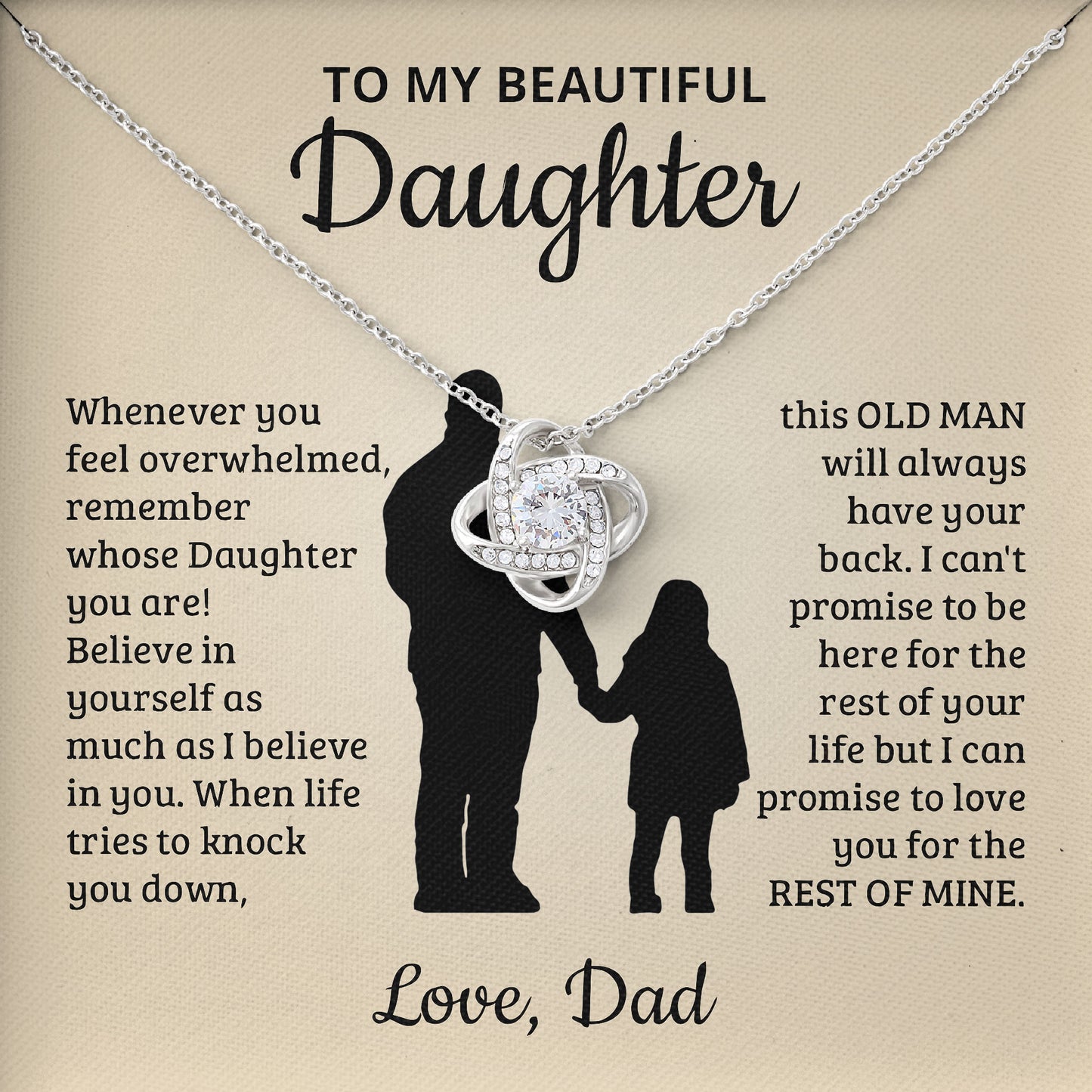 To My Beautiful Daughter Necklace Gift with Loving Message