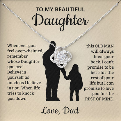 To My Beautiful Daughter Necklace Gift with Loving Message