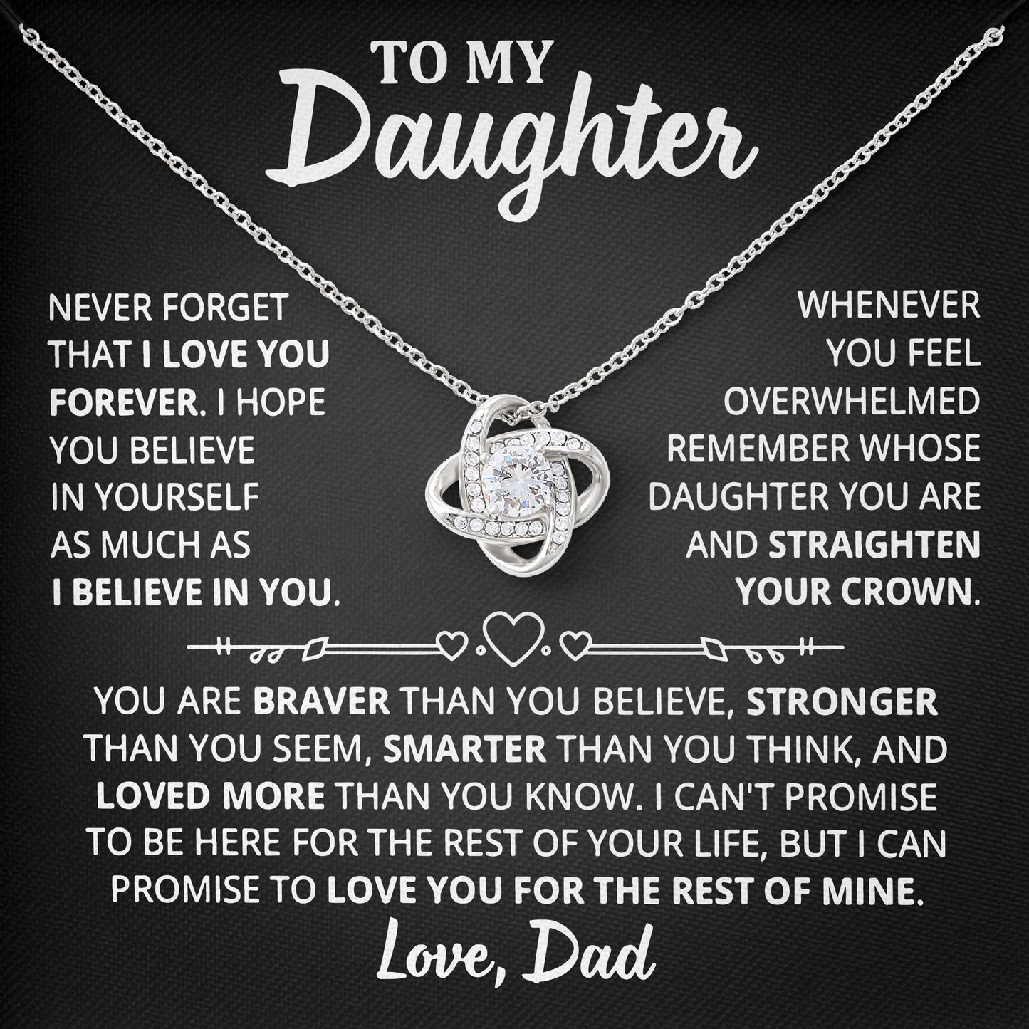To My Daughter Jewelry Gift for Birthday From Dad