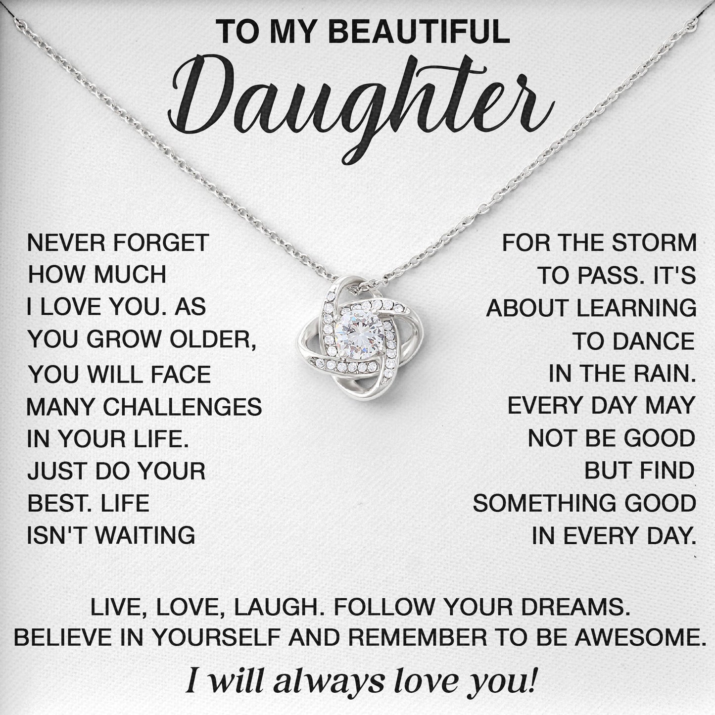 To My Beautiful Daughter Necklace for Graduation Day