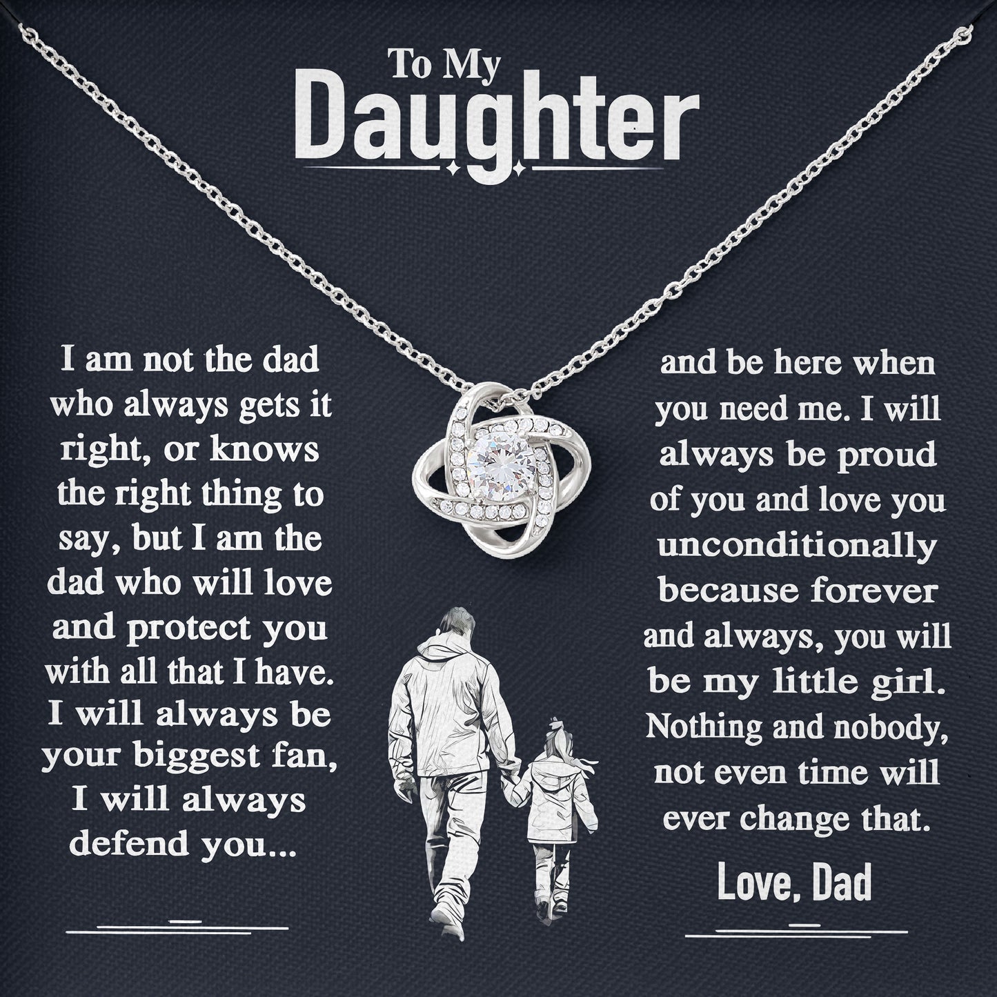 To My Daughter Heart Necklace Gift From Dad