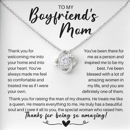 To My Boyfriend's Mom Necklace Gift Box With Message Card, Valentines Day, Mother's Day Keepsake