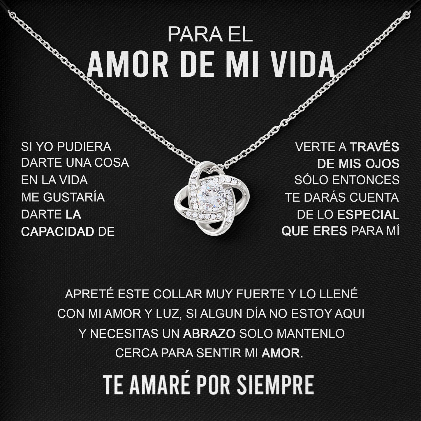 Para El Amor De Mi Vida Necklace Message & Elegant Box, Jewelry Gift For Birthday, Valentines, Mothers Day