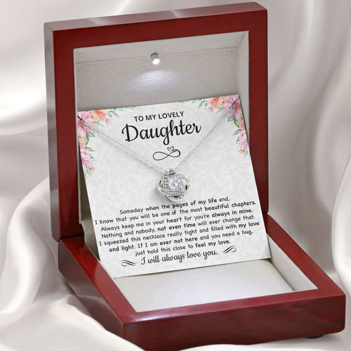 To My Lovely Daughter Necklace Jewelry Birthday Valentine's gifts For Daughter Message Card & LED Box