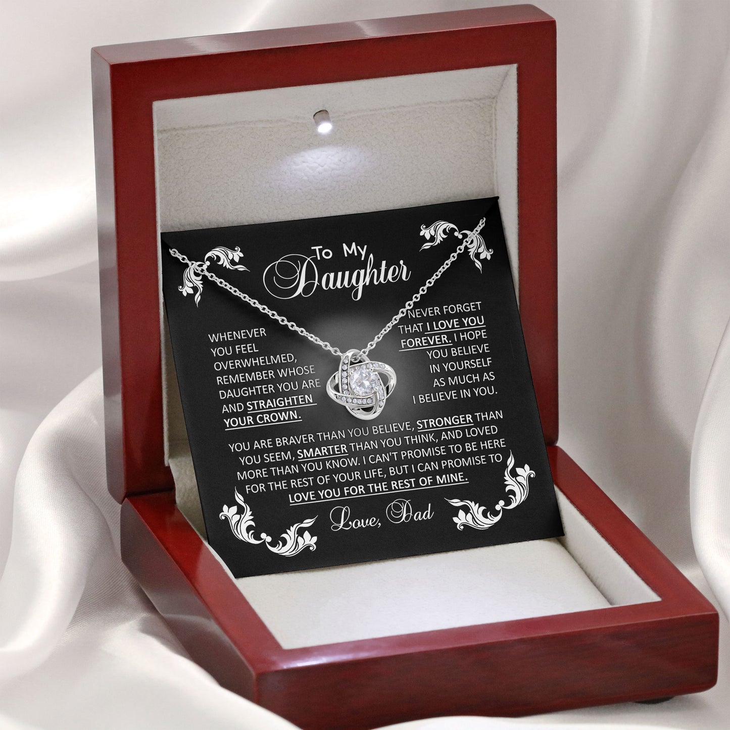 To My Daughter Necklace Jewelry with Message Card & Gift Box