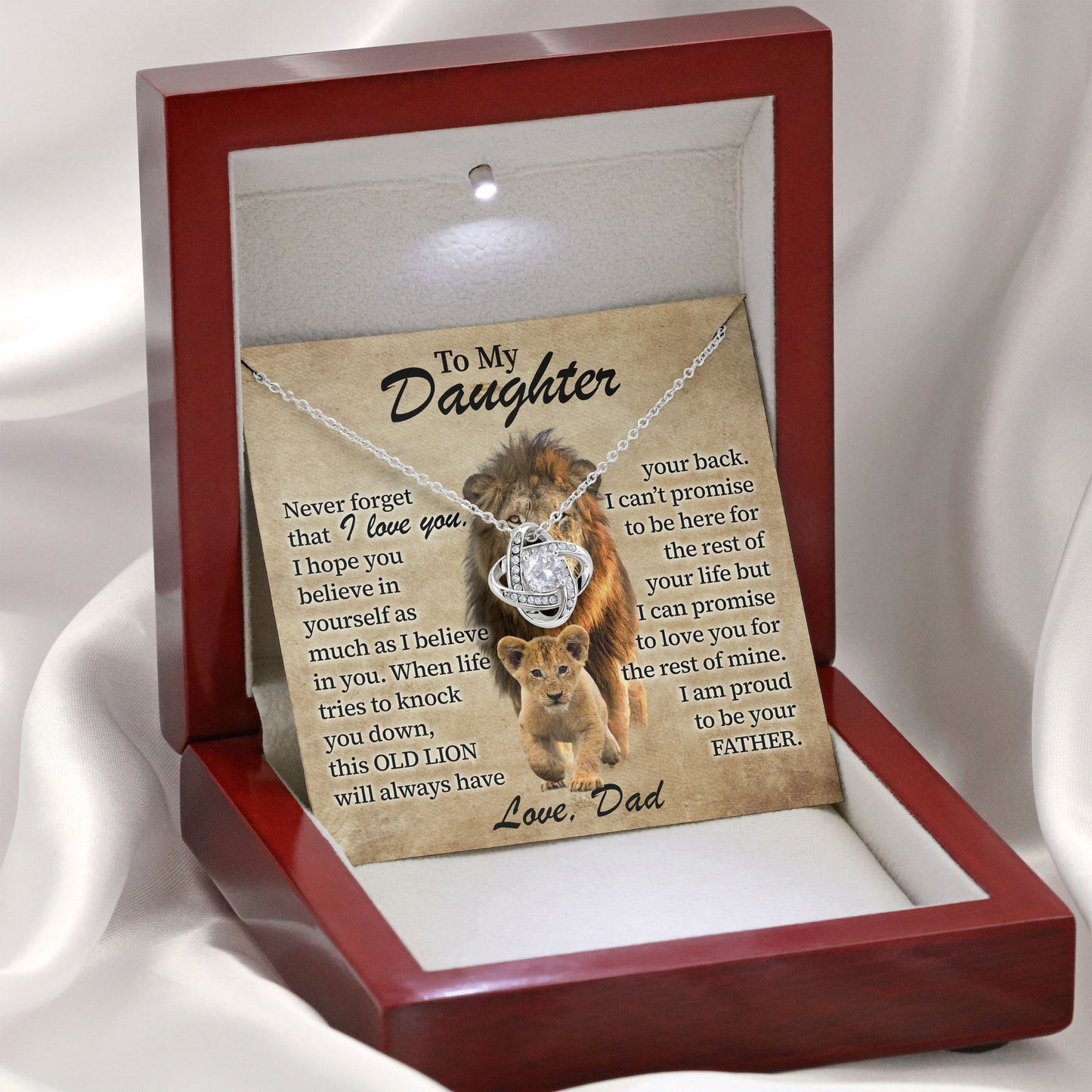 To My Daughter Necklace From Dad Jewelry with Message Card & Gift Box