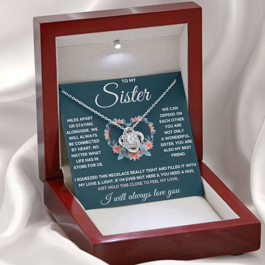 To My Sister Necklace With Message Gift From Brother, Sister Jewelry On Birthday, Mother's Day, Valentine's Day, Wedding Day Gift