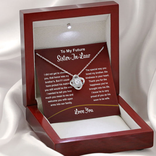 To My Sister In Law Necklace Gift Box with Sentimental Message Card