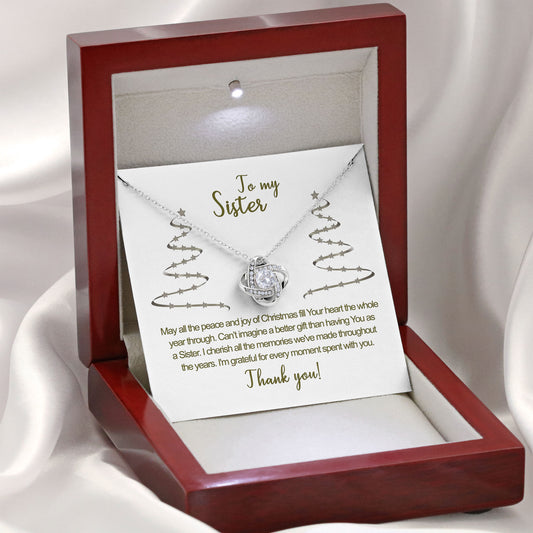 To My Sister Necklace Gift Box with Sentimental Message Card