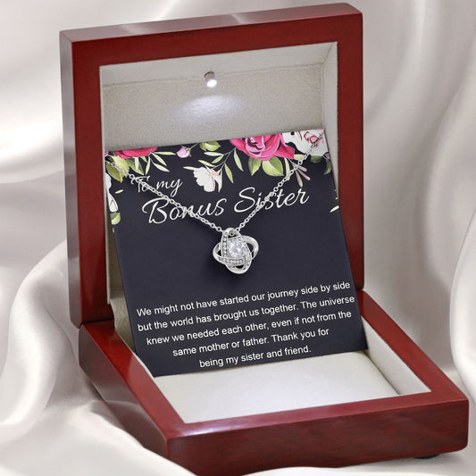 To My Bonus Sister Birthday Necklace Gift with Love