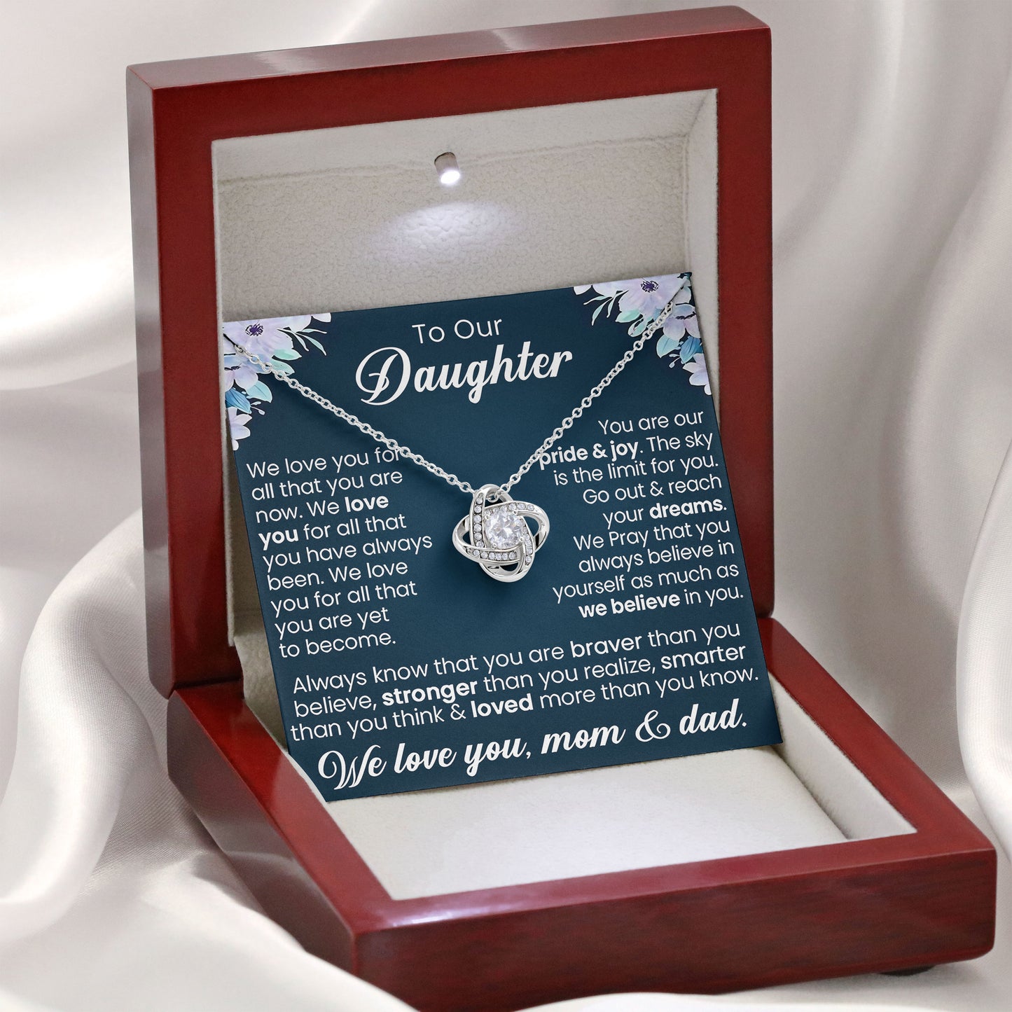 To Our Daughter Necklace Message & Elegant Box, Necklace Gifts For Daughter, Valentines Day, Graduation, Birthday, Wedding, Christmas Gifts From Mom