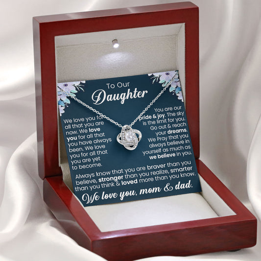 To Our Daughter Necklace Message & Elegant Box, Necklace Gifts For Daughter, Valentines Day, Graduation, Birthday, Wedding, Christmas Gifts From Mom