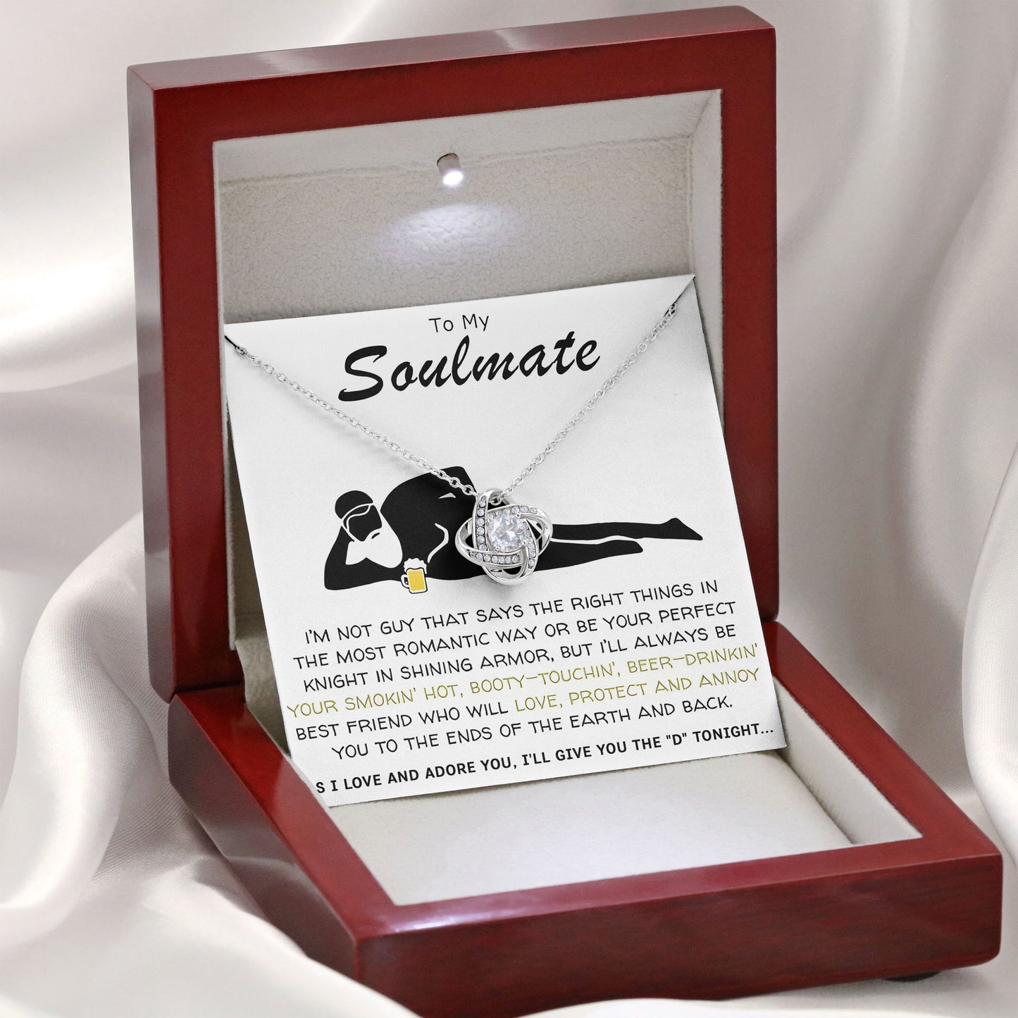 To My Soulmate Love Knot Necklace Birthday Anniversay Valentine's Day Romantic Gift for Her