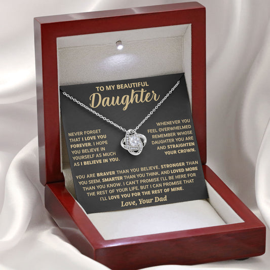 To My Beautiful Daughter Necklace Jewelry with Message Card & Gift Box