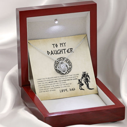 To My Beautiful Daughter From Father Necklace Graduation Gifts Birthday Valentine Message Card＆LED Gift Box
