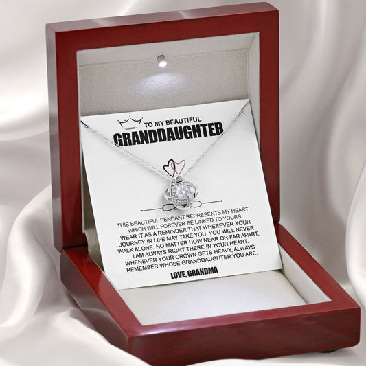 To My Beautiful Grandaughter Necklace Graduation Gifts Birthday Valentine Message Card＆LED Gift Box