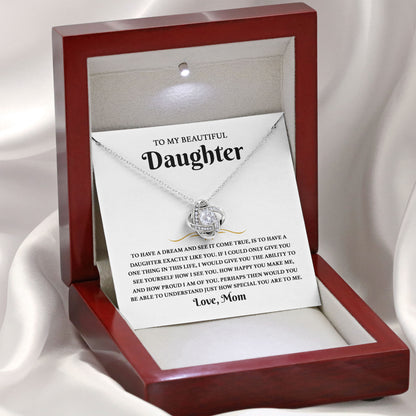To My Beautiful Daughter Necklace Jewelry Boxes with Necklace, Present Box From Dad, Mom