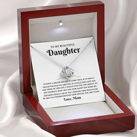 To My Beautiful Daughter Necklace Jewelry Boxes with Necklace, Present Box From Dad, Mom