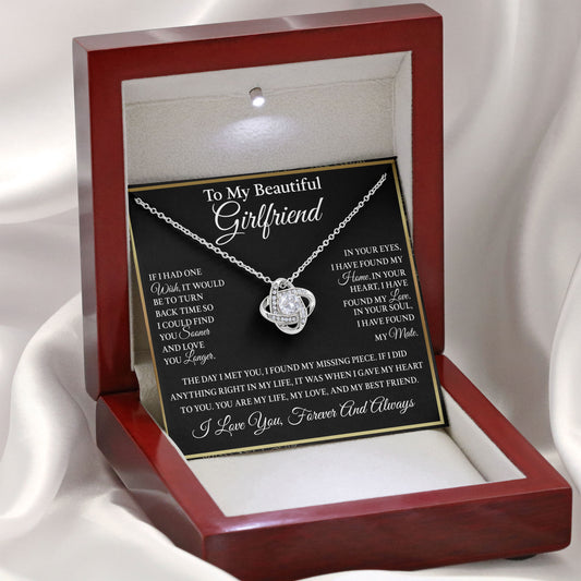 To My Beautiful Girlfriend Necklace Sentimental Message Card