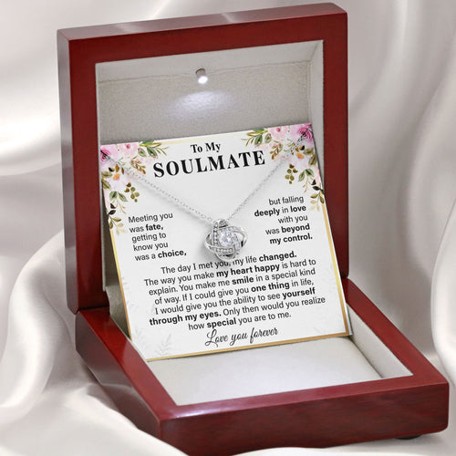 To My Soulmate Love Knot Necklace Meaningful Jewelry Gift for Anniversary, Birthday