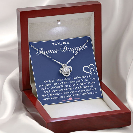 To My Best Bonus Daughter Jewelry Boxes with Necklace, Present Box For Daughter From Dad, Mom