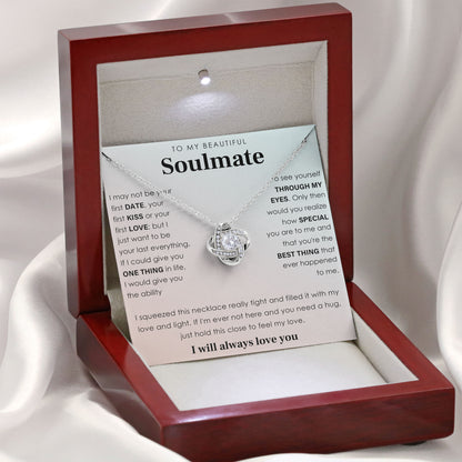 To My Beautiful Soulmate Love Knot Necklace Romantic Jewelry Gift with Message Card