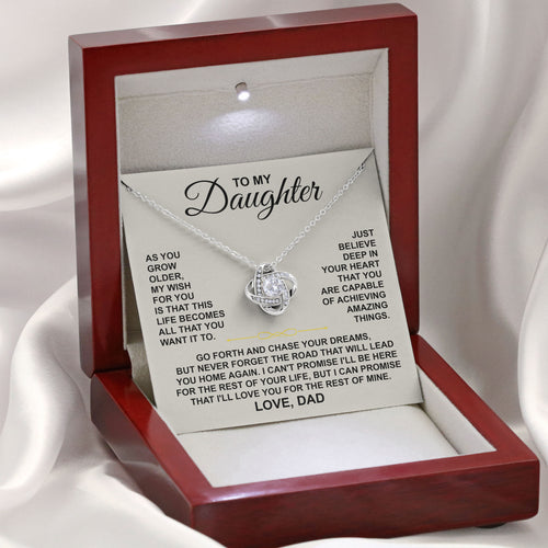To My Daughter Necklace Message & Elegant Box, Jewelry Gift For Birthday, Graduation, Valentines, Mothers Day