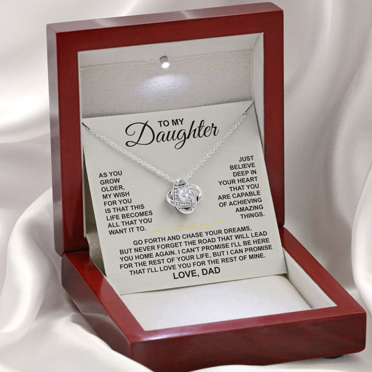 To My Daughter Necklace Message & Elegant Box, Jewelry Gift For Birthday, Graduation, Valentines, Mothers Day