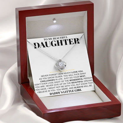 To My Beautiful Daughter Necklace with Message Card and Gift Box, Valentine's Day, Birthday From Dad, Mom