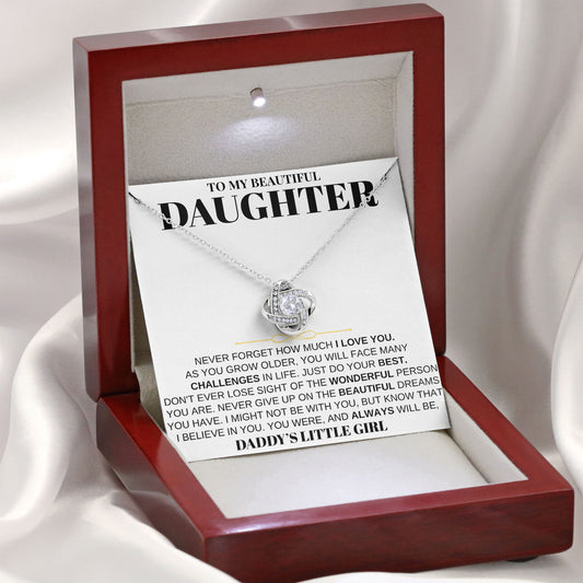 To My Beautiful Daughter Necklace with Message Card and Gift Box, Valentine's Day, Birthday From Dad, Mom