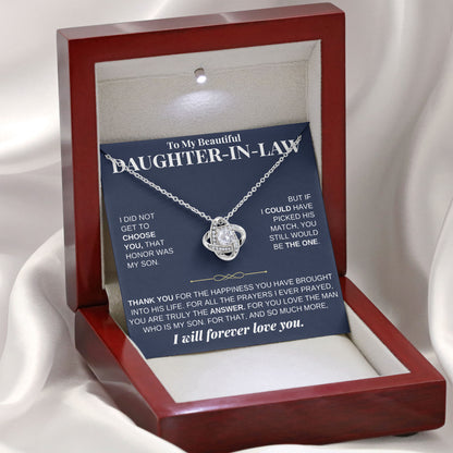 To My Beautiful Daughter In Law Necklace with Message Card and Gift Box, Valentine's Day, Birthday From Dad, Mom