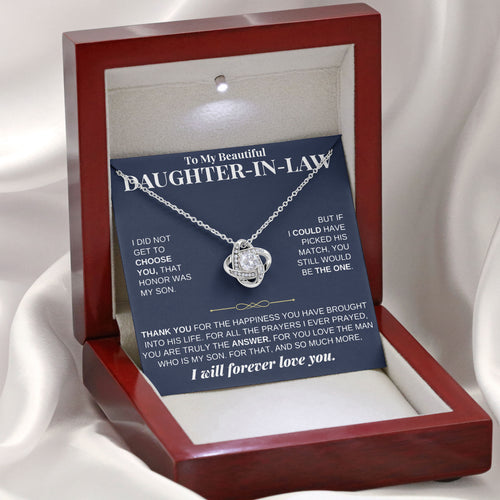 To My Beautiful Daughter In Law Necklace with Message Card and Gift Box, Valentine's Day, Birthday From Dad, Mom