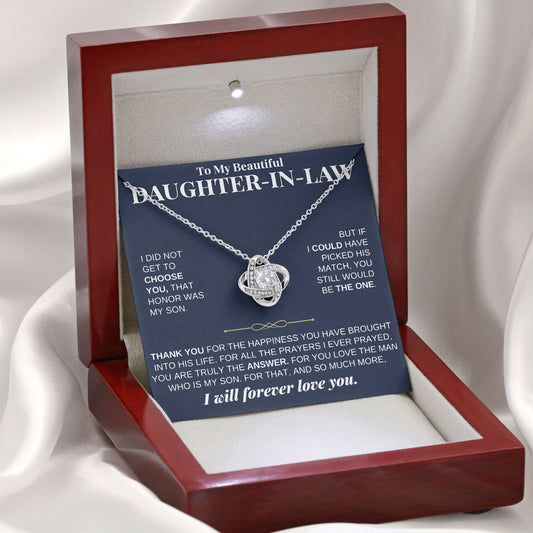 To My Beautiful Daughter In Law Necklace with Message Card and Gift Box, Valentine's Day, Birthday From Dad, Mom