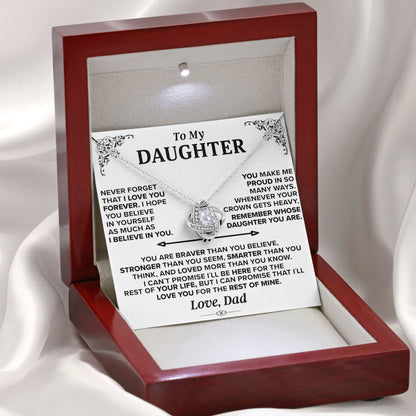 To My Daughter Necklace Birthday Valentine Jewelry Gifts For Daughter From Dad with Message Card Box