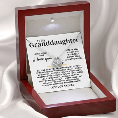To My Granddaughter Necklace with Message Card for Birthday, Valentine, Graduation