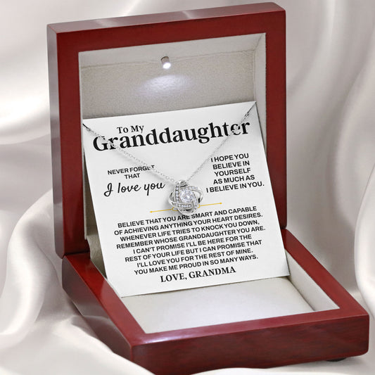 To My Granddaughter Necklace with Message Card for Birthday, Valentine, Graduation