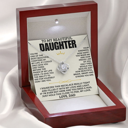 To My Beautiful Daughter Necklace Birthday Valentine Jewelry Gifts For Daughter with Message Card Box From Dad