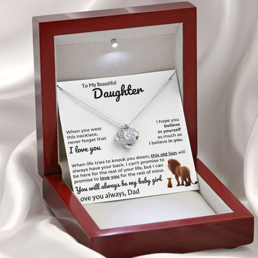 To My Beautiful Daughter Necklace Birthday Anniversary Valentine Gift with Message Card and LED Jewelry Box Gift