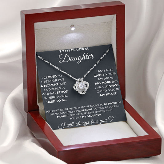 To My Badass Daughter Necklace Birthday Christmas Jewelry Gifts with Message Card Box