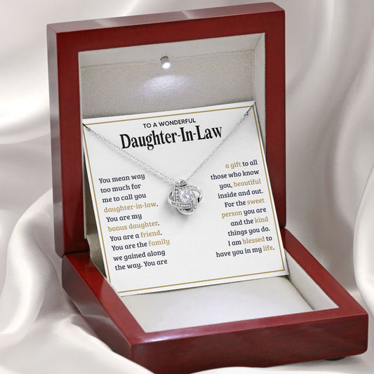 To A Wonderful Daughter In Law Necklace Message & Elegant Box, Necklace Gifts For Daughter, Valentines Day, Graduation, Birthday, Wedding