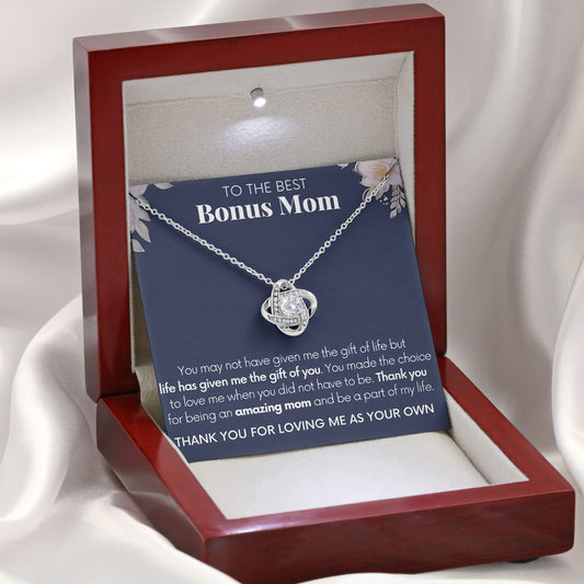 To My The Best Bonus Mom Necklace Gift Box