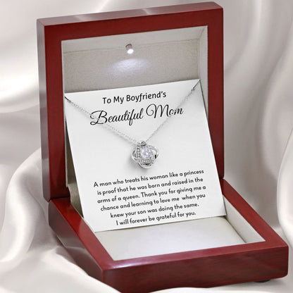 To My Boyfriend's Beautiful Mom Necklace with Loving Message