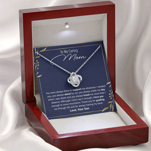 To My Caring Mom Necklace with Loving Message