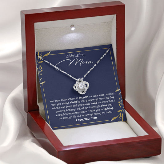To My Caring Mom Necklace with Loving Message
